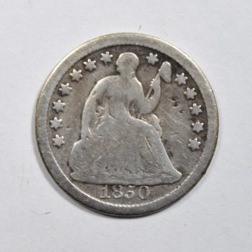 1850 SEATED LIBERTY HALF DIME ~ SOLID GOOD+! - Image 1 of 2