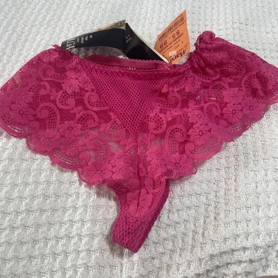 NEW OLGA Pink LACE PANTIES Thong SIZE 6 VINTAGE - Image 1 of 4
