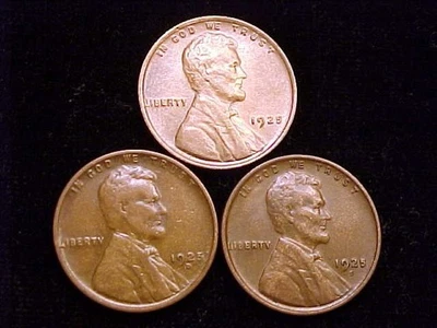 1925-P XF, 1925-D VG, and a VF/XF 1925-S Lincoln Cent, a (3) Three Coin Lot. - Image 1 of 4