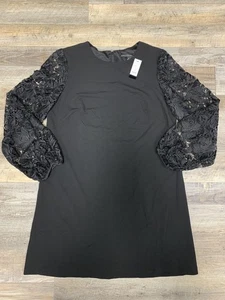 White House Black Market Kleid Damen 14 Schwarz Spitze Langarm Etuikleid Cocktail - Bild 1 von 13