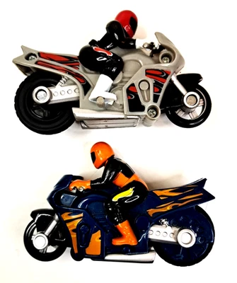 复古风火轮摩擦摩托车自行车带特技骑手司机 2 自行车玩具 — 第 1/4 张图片