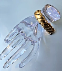 Brazalete Vintage Años 80 Firmado Monet Tono Dorado Declaraciones Cadena Segura Muñeca 7" - Imagen 1 de 4