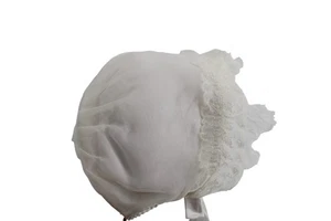 Baby Bonnet Hat Nylon Vintage White Infant 93679 Christening Baptism - Picture 1 of 5