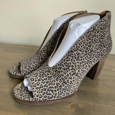 Botines tacones Lucky Brand para mujer 8M estampado de leopardo pelo de vaca joal punta abierta  Foto 1 de 4