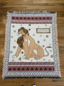 VTG Beacon Disney Lion King Tapestry Throw Blanket Fringe Simba Nala Woven USA - Picture 1 of 8