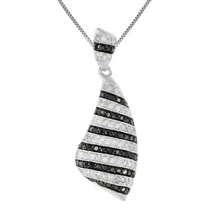 1.05 ct Black and White Diamond Pendant Necklace for Women .925 Sterling Silver - Picture 1 of 6