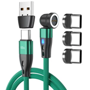 540° Rotation Magnetic USB C Fast Charging Cable Data Sync + 3x Type C Interface - Picture 1 of 28