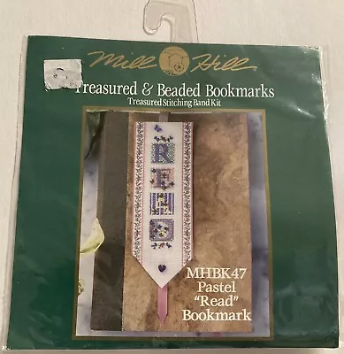 Mill Hill Treasured & Beaded Bookmarks “READ” Pastel Cross Stitch Kit MHBK47 - Image 1 of 4