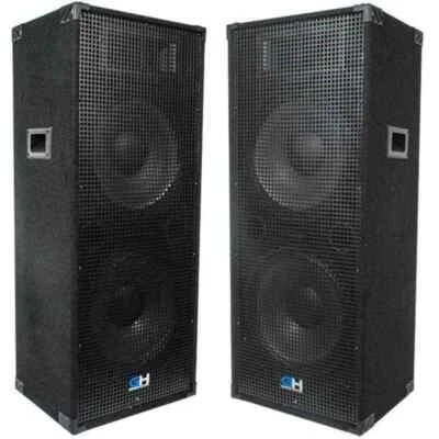 SEISMIC AUDIO Pair of Passive Dual 15 Inch 2-Way PA/DJ Loudspeaker Cabinets - 1450 Watts each