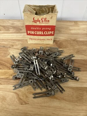VTG lot of 65 HAIR CLIPS LADY ELLEN KLIPPIES 1950s Hollywood Pin Up With Box - Image 1 of 4
