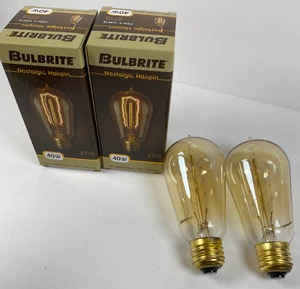 2 Bulbrite Light Bulb Nostalgic thread hairpin Edison style 40W ST18 (15f2) - Picture 1 of 3