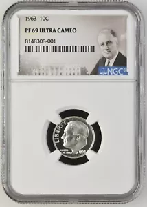 1963 Roosevelt Dime 10C NGC PF69 Ultra Cameo - Picture 1 of 2