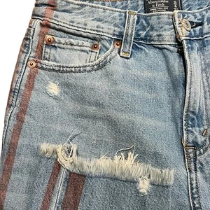 Abercrombie And Fitch Distressed Girlfriend Jeans Annie HI Rise 25/0 Blau Denim - Bild 1 von 8