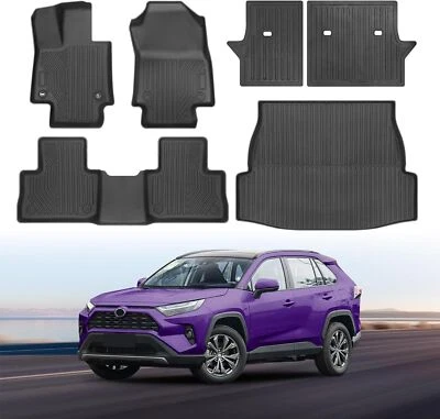 Juegos completos de 6 alfombrillas para todo tipo de clima para maletero delantero trasero Toyota RAV4 2019-2024 Foto 1 de 4
