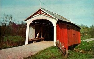 Die Parks überdachte Brücke Perry County Chalfant Ohio Chrom Postkarte D11 - Bild 1 von 2