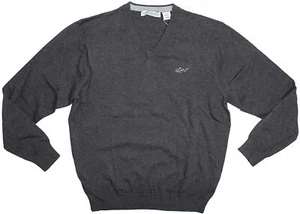 Greg Norman Men's Cotton V-Neck Sweater Charcoal - Picture 1 of 1