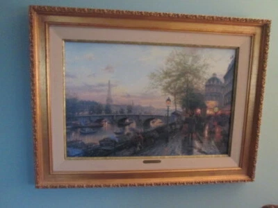 Thomas Kinkade Paris, Eiffel Tower 18" x 27" Framed GP #384/685 Canvas Painting - Image 1 of 4