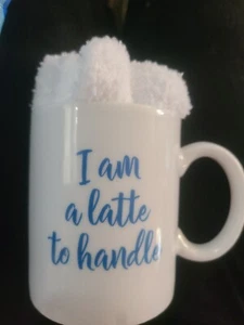 I Am A Latte To Handle Cup Slipper Socks and Message Mug Gift Set Coffee Lover ☕ - Picture 1 of 4