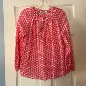 Boden Pink Cotton Blouse Hook And Eye Close Elasticized Cuffs US Size 8 - Picture 1 of 7