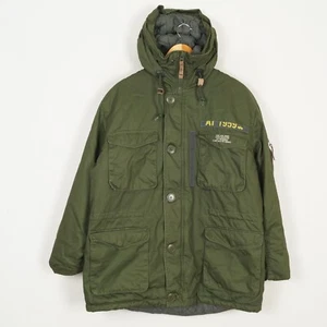 ALPHA INDUSTRIES Men Parka Jacket Size M Hooded Insulated Green Full Zip Canvas - Picture 1 of 9
