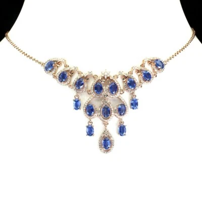 COLLAR TOP AZUL KUANITA GEMAS MINADAS GENUINAS PLATA ESTERLINA 925 SÓLIDA Foto 1 de 4