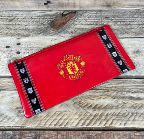 Manchester United Bag Red 4x9 in England Football Team Pencil Case Makeup Pouch Cover