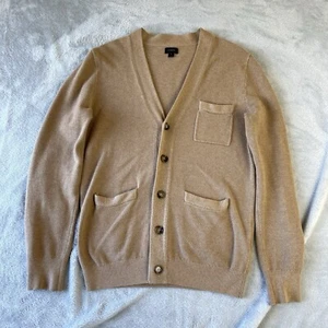 J. Crew Herren Waffel Strick Baumwolle Kaschmir Strickjacke V-Ausschnitt Beige Größe Small - Bild 1 von 16