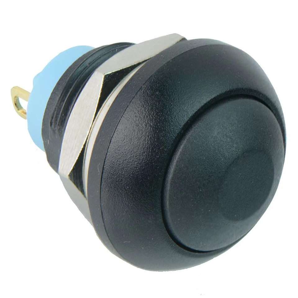 Black Momentary Off-(On) Waterproof 12mm Push Button Switch 2A IP67 SPST - Image 1 of 1