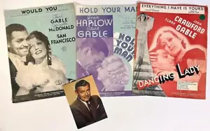 CLARK GABLE ~ Vintage Lot of Movie Sheet Music & Postcard - Picture 1 of 1