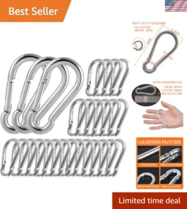 100Pack Heavy Duty Carabiner Clips, M8 5/16" Spring Snap Hooks 3Inch Zinc-Gal... - Picture 1 of 7