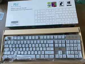 Rii RK100+ Mixed Color LED Backlit Multimedia Gaming Keyboard - Picture 1 of 6