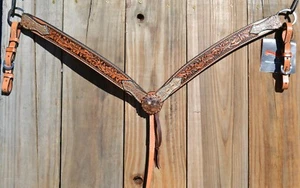 Circle Y Tan Faux Alligator 3-teiliges Brusthalsband Kupfer Punkte - Vintage Antik - Bild 1 von 4