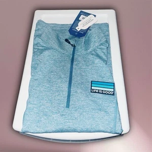 Life Is Good Active Mid Weight Pullover Zip Moisture Wicking UPF 50+ Black Mediu - Picture 1 of 6