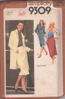 1970's VTG Uncut Simplicity Misses' Lined Jacket Coat Skirt Pattern 9309 Size 12 - Image 1 of 2