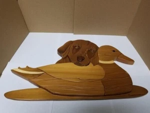 Intarsia Entenköder Jagdhund Wandhängung - Bild 1 von 3