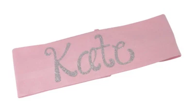 Stretch Glitter Name Headband - Personalized Choose Colors Pink Silver  - image 1 of 4