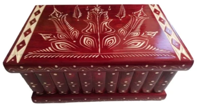 Joyería gigante mágica rompecabezas caja llave oculta tesoro almacenamiento anillo soporte rojo Foto 1 de 4