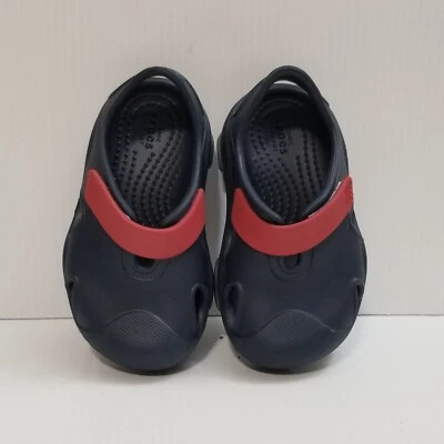Crocs All Terrain Fisherman Clog Sandals Toddlers Sz 7c Navy Red Water Shoes EUC - Image 1 of 4