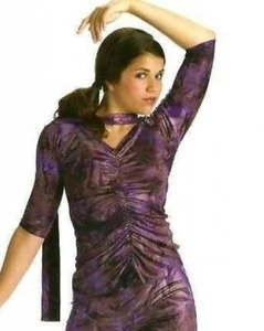 Rhythms Shirred TOP NUR große Tanzkostüm für Erwachsene lila Krawatte gefärbt neu - Bild 1 von 8