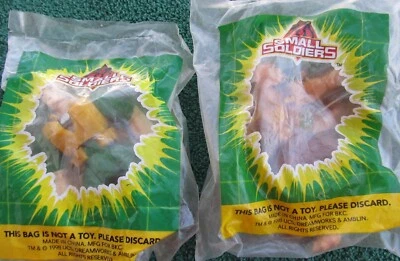 Bonecos antigos 1998 selados pequenos soldados risco de lascas e arqueiro Burger King - Imagem 1 de 3