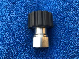 JET WASH KARCHER COMPATIBLE SCREW ADAPTOR FITTING 22MM FEM X 3/8"BSP F STAINLESS - Picture 1 of 12