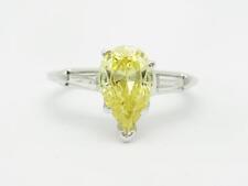 14k White Gold & Diamonds Yellow Sapphire Pear Shape Engagement Design Ring Sz 7