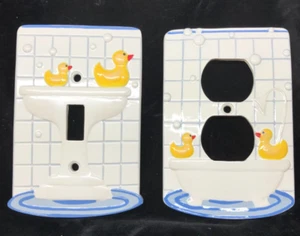 Vtg Rubber Ducky Single Light Switch Porcelain Ceramic Cover & Outlet Cover - Bild 1 von 2