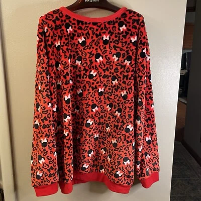 Disney Minnie Mouse Love Tribe Estampado Guepardo Vellón Pull Over Top Nuevo con Etiquetas 2X Plus Foto 1 de 4