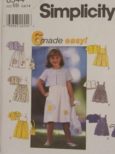OOP SIMPLICITY 8544 Girls Sundress Jacket & Purse in 6 Looks PATTERN 5-6-7-8 - Picture 1 of 3