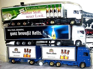 37-O2 3 CAMION Werner + Kelts + birra Thurn und Taxis, MB Actros + MAN, H0 rari! - Foto 1 di 1