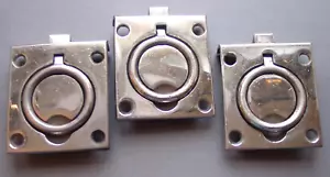 3 Vintage bündig Ringschnäpper Lot Marine Tür Spind Schwerlast Messing Boot Hardware - Bild 1 von 15