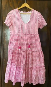 NONI B PINK/WHITE BOHEME TIERED COTTON LINED DRESS SZ 8 GC - Picture 1 of 4
