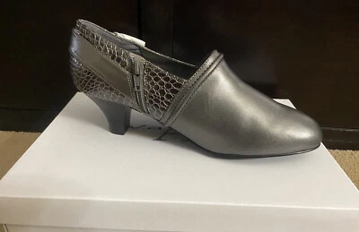 Nuevo AJ Valenci Botines Botines Tacones Bloque Mujer Talla 9 M Gris Cremallera Metálica Foto 1 de 4