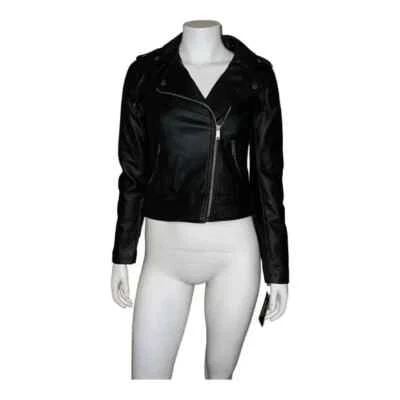 Chaqueta de Moto CoffeeShop Juniors Imitación Cuero Flecos Negra Pequeña Nueva Foto 1 de 4